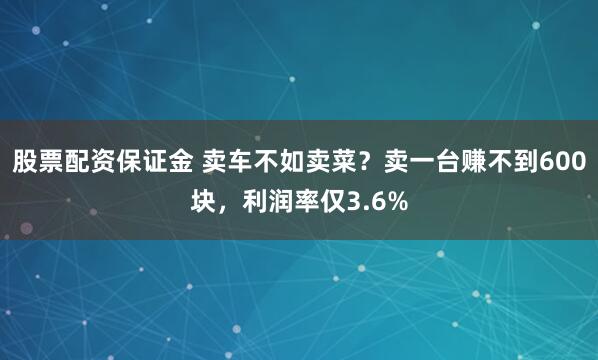 股票配资保证金 卖车不如卖菜？卖一台赚不到600块，利润率仅3.6%